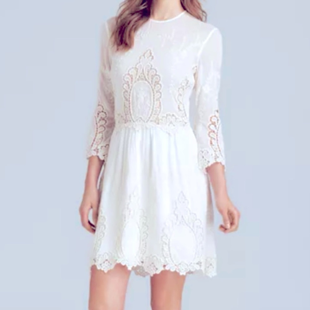 NWT Ark & Co Boho White Lace Sundress Sz L Vacation Beach Wedding Guest Dress